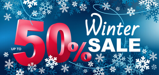 Winter Sale 50 percents off banner template
