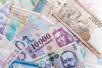 Fototapeta na wymiar Paper money background of the different countries
