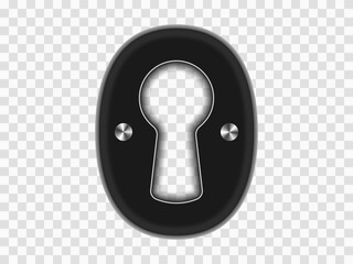 Keyhole with a through hole with a shadow. Vector overlay Template. Object on an isolated transparent background.