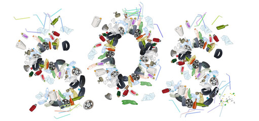 Different types of garbage. The concept of ecology and environmental protection.