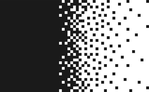 Random squares. The pixel is black monochrome. The margins for the text. Vector illustration.