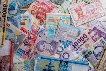 Paper money background of the different countries