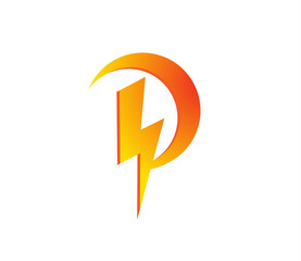 P Alphabet Energy Electric Power Logo Design Concept