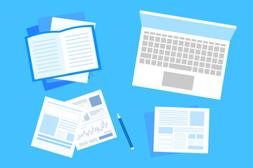 デスク リモートワーク PC モバイル 書類 勉強 オフィス ベクター AI 素材 デザイン