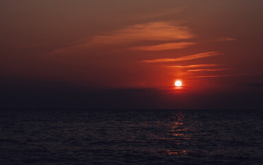 Fototapeta na wymiar Beautiful sunset on the Black Sea, Sochi, Russia