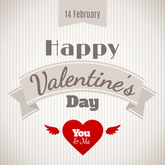 Valentine day card with lettering and heart shape.