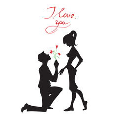 Valentine day card with lettering and heart shape.