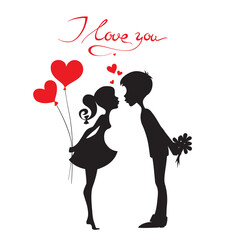 Valentine day card with lettering and heart shape.