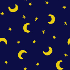 Obraz na płótnie Canvas Seamless pattern with stars and the moon, star pattern, moon and stars decorations.