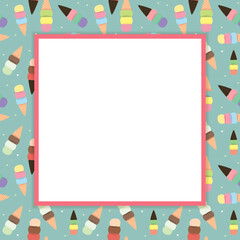 Baby Shower Invitation with ice cream background. Vector Illustration EPS10.Square Template for social networks and messengers on white background.