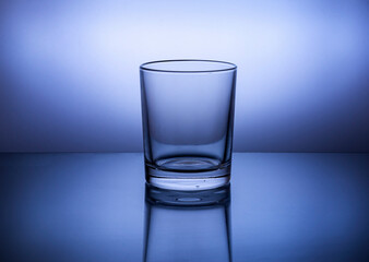 A glass on a blue background