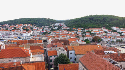 Fototapeta na wymiar Panoramic view of Korcula town from above, Croatia
