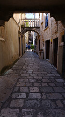 Narrow cobblestone lane on Korcula island