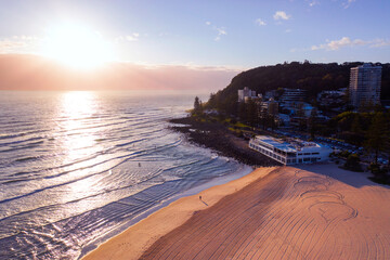 Sunrise view over Burleigh Heads beach, Gold Coast
