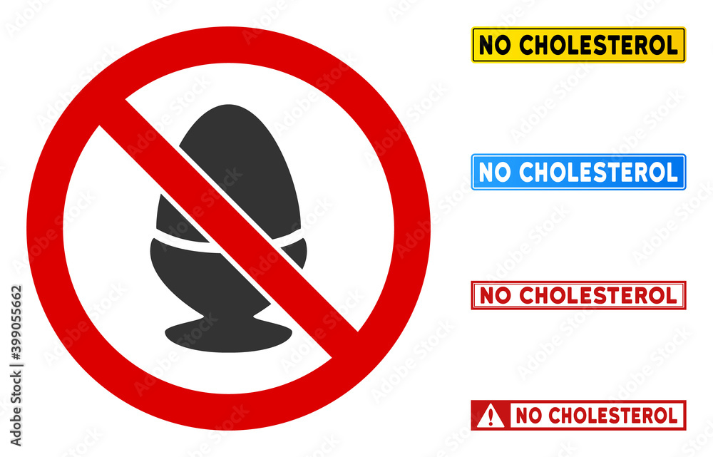 Poster no boiled egg sign with badges in rectangle frames. illustration style is a flat iconic symbol insid