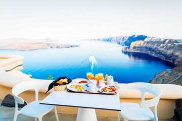 fresh breakfast by seaside