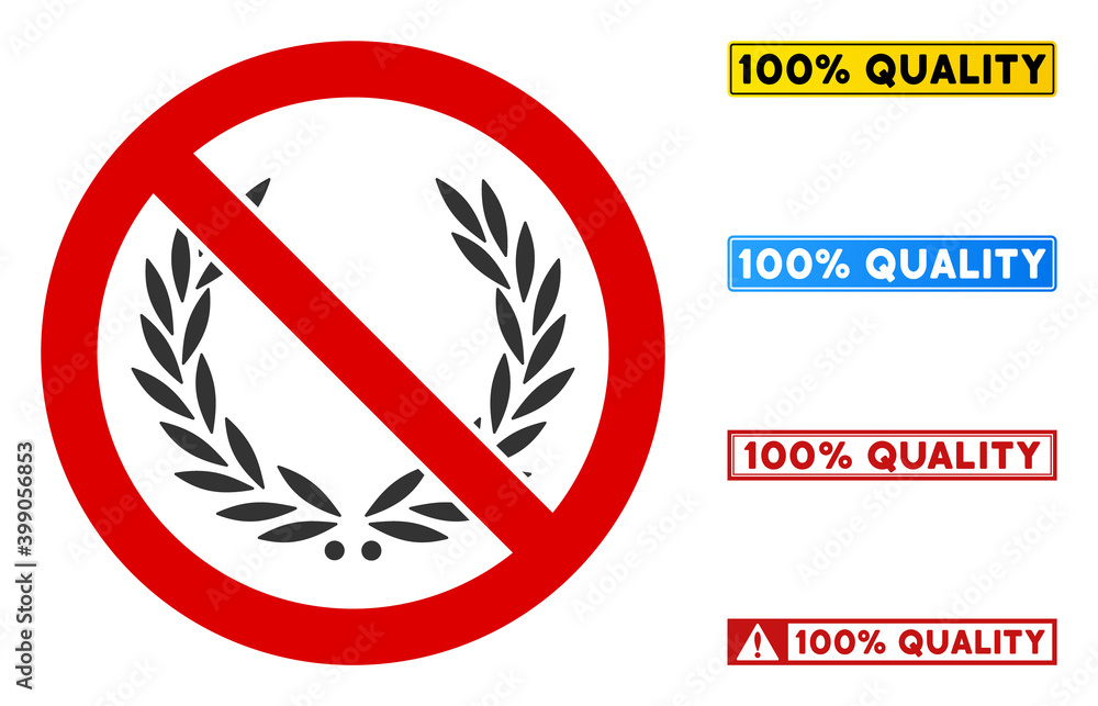 Aufkleber no laurel wreath sign with titles in rectangular frames. illustration style is a flat iconic symbol 