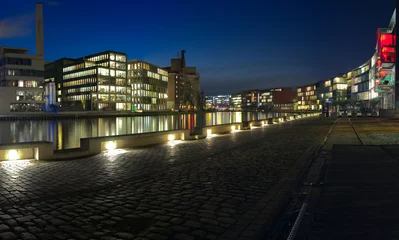Der Hafen in Münster, Westfalen (Deutschland) zur Blauen Stunde als Panorama © Christian