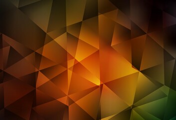 Dark Green, Yellow vector polygon abstract background.
