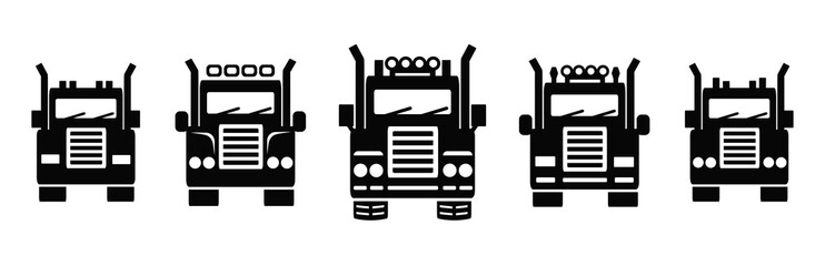 Vector icons, logo, truck sign, car black color . The white elements of the icon are transparent, and you can change the color in one click. © Pablozz
