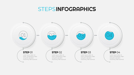 Vector infographic trendy linear and neomorphic design of options or steps. Step by step infographics. Neomorphism