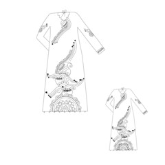 Vector fashion illustration, women's front dress design
