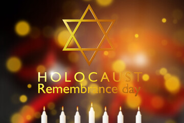 International holocaust remembrance day, star of david on dark background