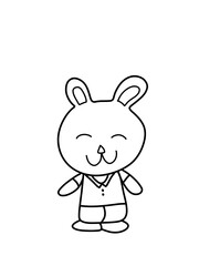 Obraz premium cute cartoon character illustration of a colorless male bear, for a children's coloring book
