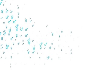 Light blue vector background with gender symbols.