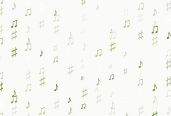 Light Green vector pattern with music elements.