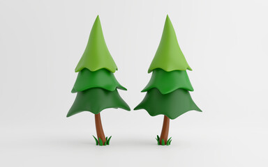 twin Christmas tree ready for poster designs,3D illustration