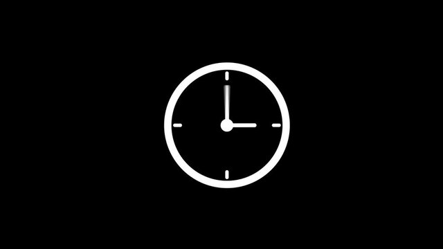 fast motion clock icon 4k footage, 1 hours clock footage speed spinning  clockwise.