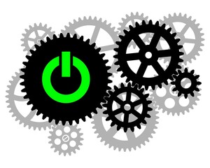 Fototapeta na wymiar Silhouette of a cogwheel mechanism. Gears icon. Vector illustration.