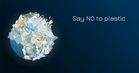 The problem of pollution of the planet. Space debris. The garbage, plastic, bags on the planet.