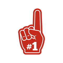 The number 1 Fan Glove. Red Glove. Isolated Vector illustration