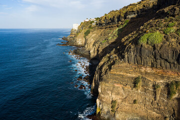 Beautiful cliffs of in Los Realejos by the sea during a sunny day, Tenerife