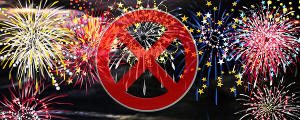 Feuerwerk Silverster Hintergrund Lockdown Verbot mit Zeichen