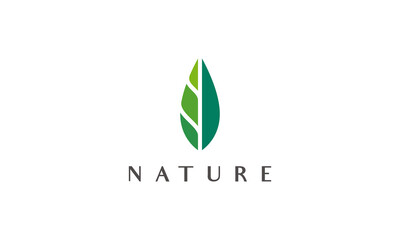 green minimal leaf logo in abstract and modern style