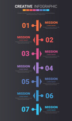 Timeline business for 7 day, 7 options, Timeline infographics design vector and Presentation business can be used for Business concept with 7steps or processes. 