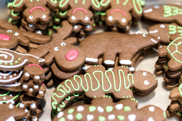 Art of home made christmas gingerbread - reindeer and other animals