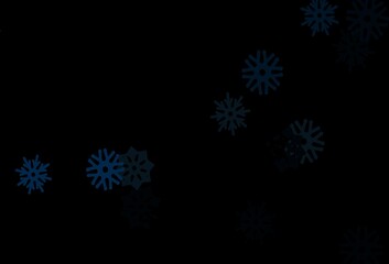 Fototapeta na wymiar Dark BLUE vector layout with bright snowflakes.