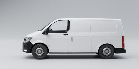 Isolated delivery van side view 3d illustration © EZPS