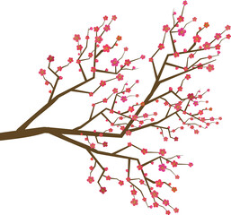 シンプルで可愛い満開の梅の花と枝のイラスト