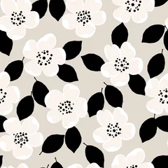 Gardinen seamless pattern background, with wild roses and leaves, hand drawn pattern © Kirsten Hinte