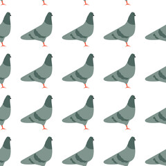 Seamless pattern with cute cartoon pigeions.
