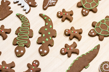 Art of home made christmas gingerbread - gingerbread men and animals
