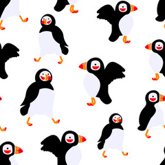 cute birds animal vector seamless pattern on white background. Concept for wallpaper, cards, print