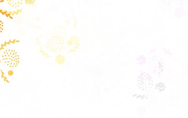 Light Pink, Yellow vector doodle pattern with flowers, roses.