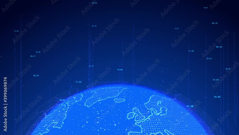 Poster digital world map futuristic abstract background, big data analysis technology