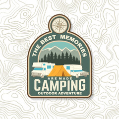 The best memories are made camping. Summer camp. Vector . Concept for shirt or logo, print, stamp or tee. Vintage typography design with RV Motorhome, camping trailer silhouette.